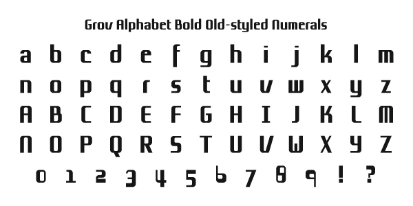 Grov Condensed Alphabet Bold Old-styled Numerals Specimen