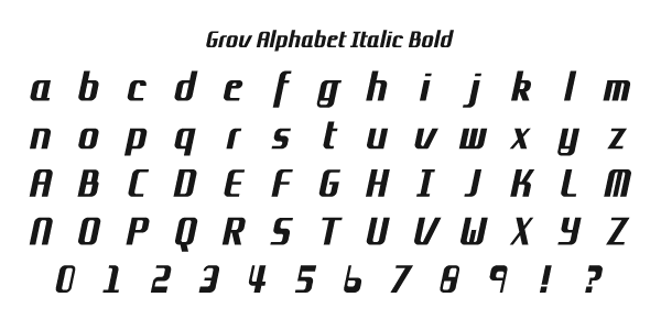Grov Alphabet Italic Bold Specimen