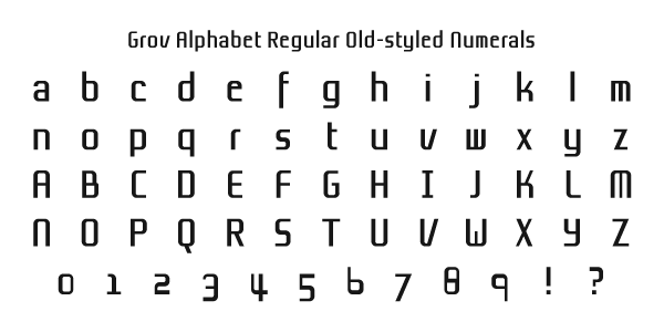 Grov Alphabet Regular Old-styled Numerals Specimen