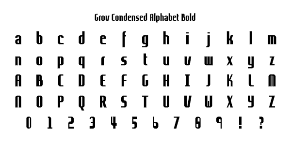 Grov Condensed Alphabet Bold Specimen