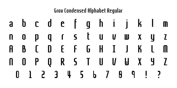 Grov Condensed Alphabet Regular Specimen